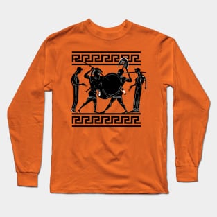 Old greek amphora warriors Long Sleeve T-Shirt